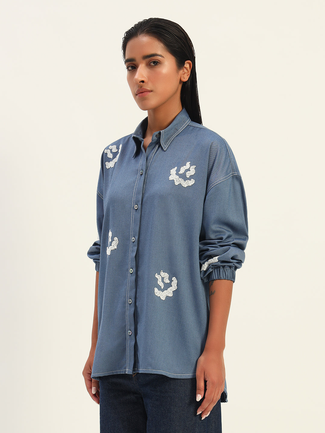 Denim crinkle smiley