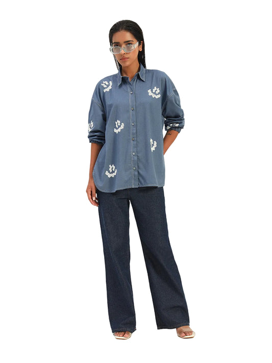 Denim crinkle smiley