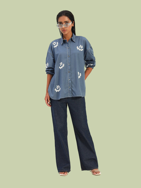 Denim crinkle smiley