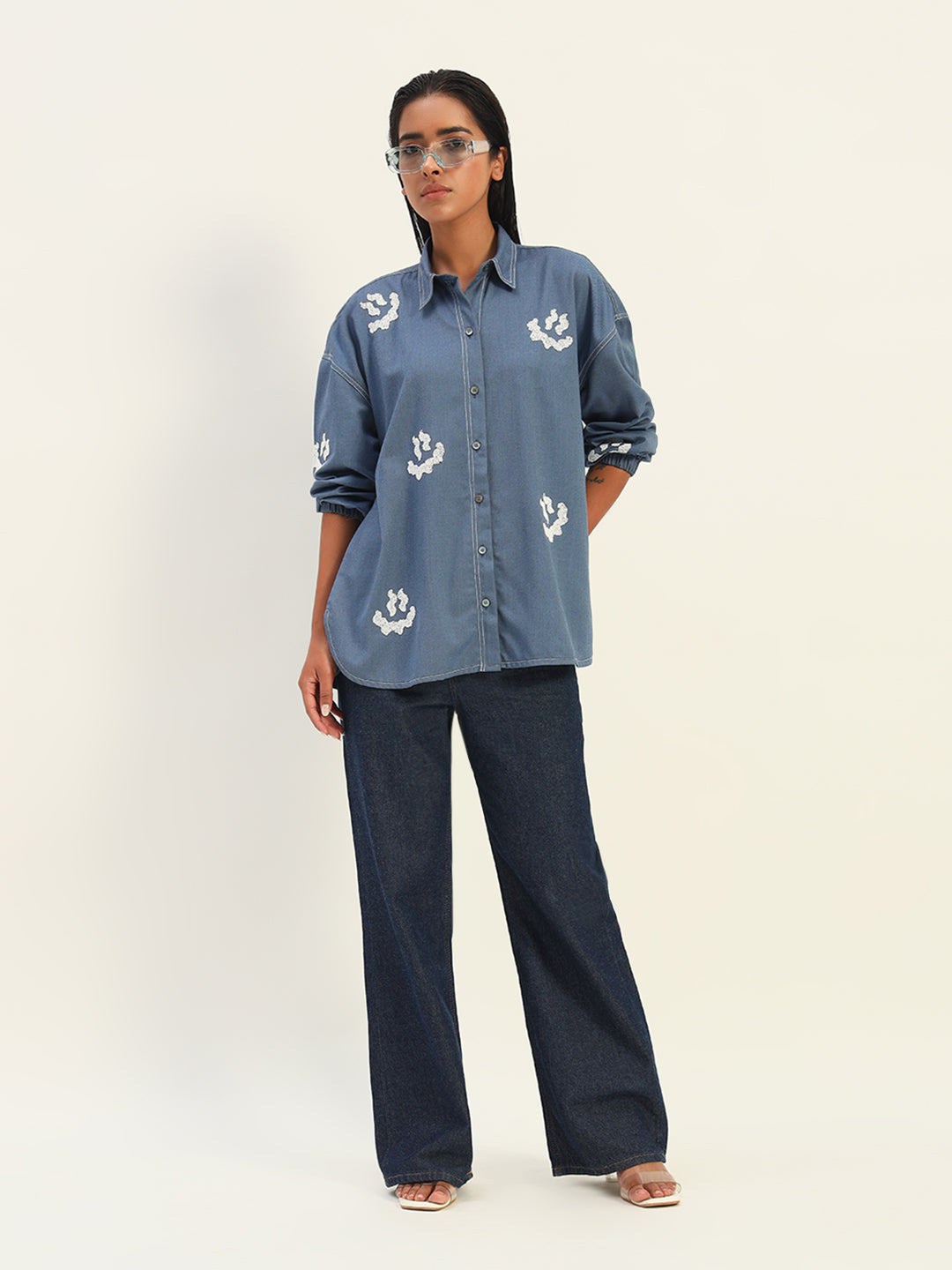 Denim crinkle smiley
