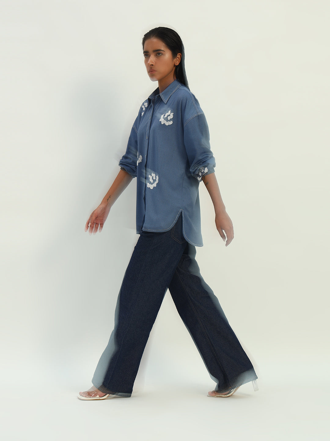 Denim crinkle smiley
