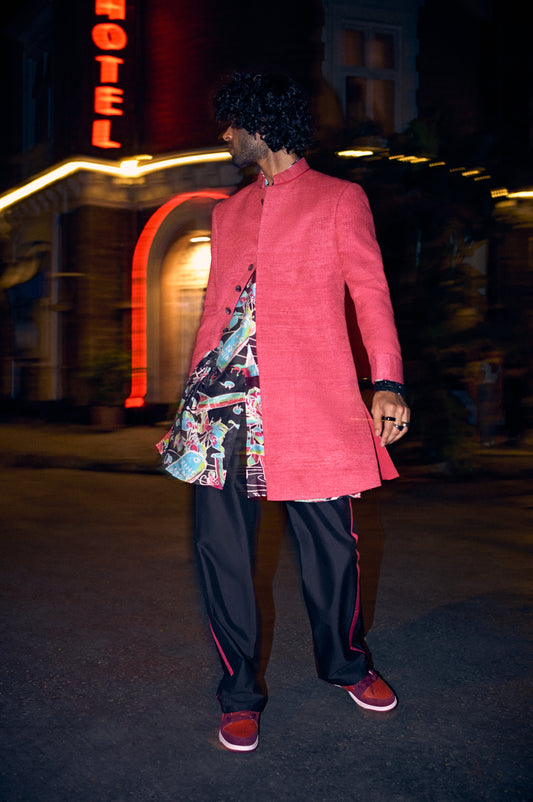 Pink Wine Bot Achkan Set