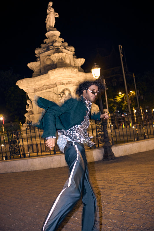 Green Scatter Achkan Set