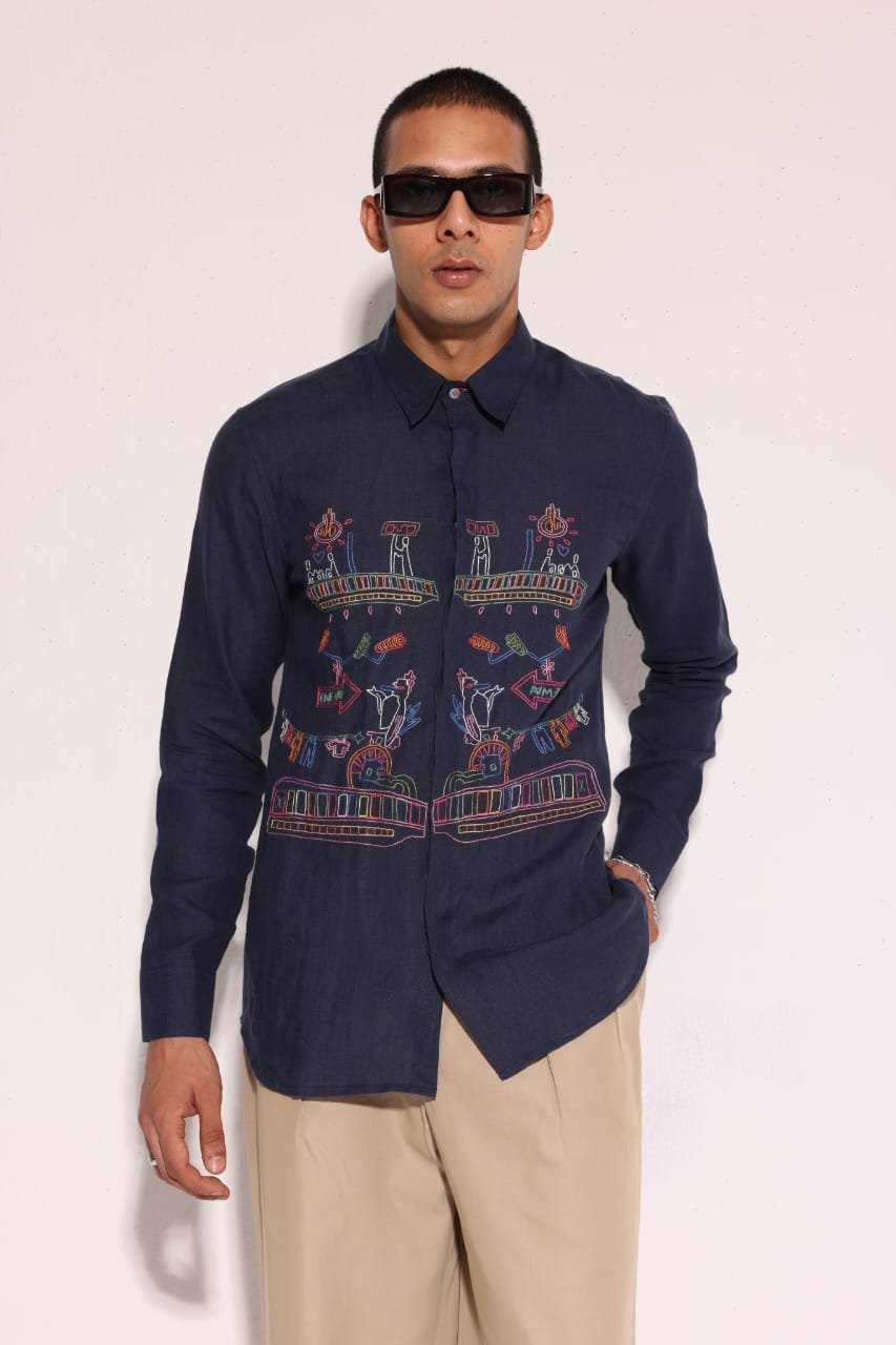 Blue Linen One Way