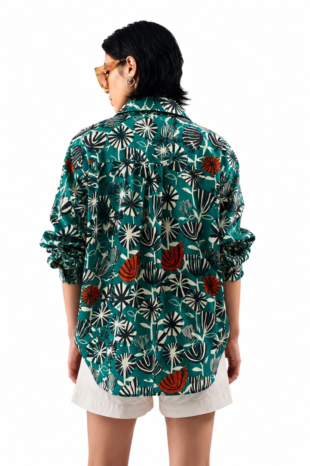 GREEN FLORAL BEADING