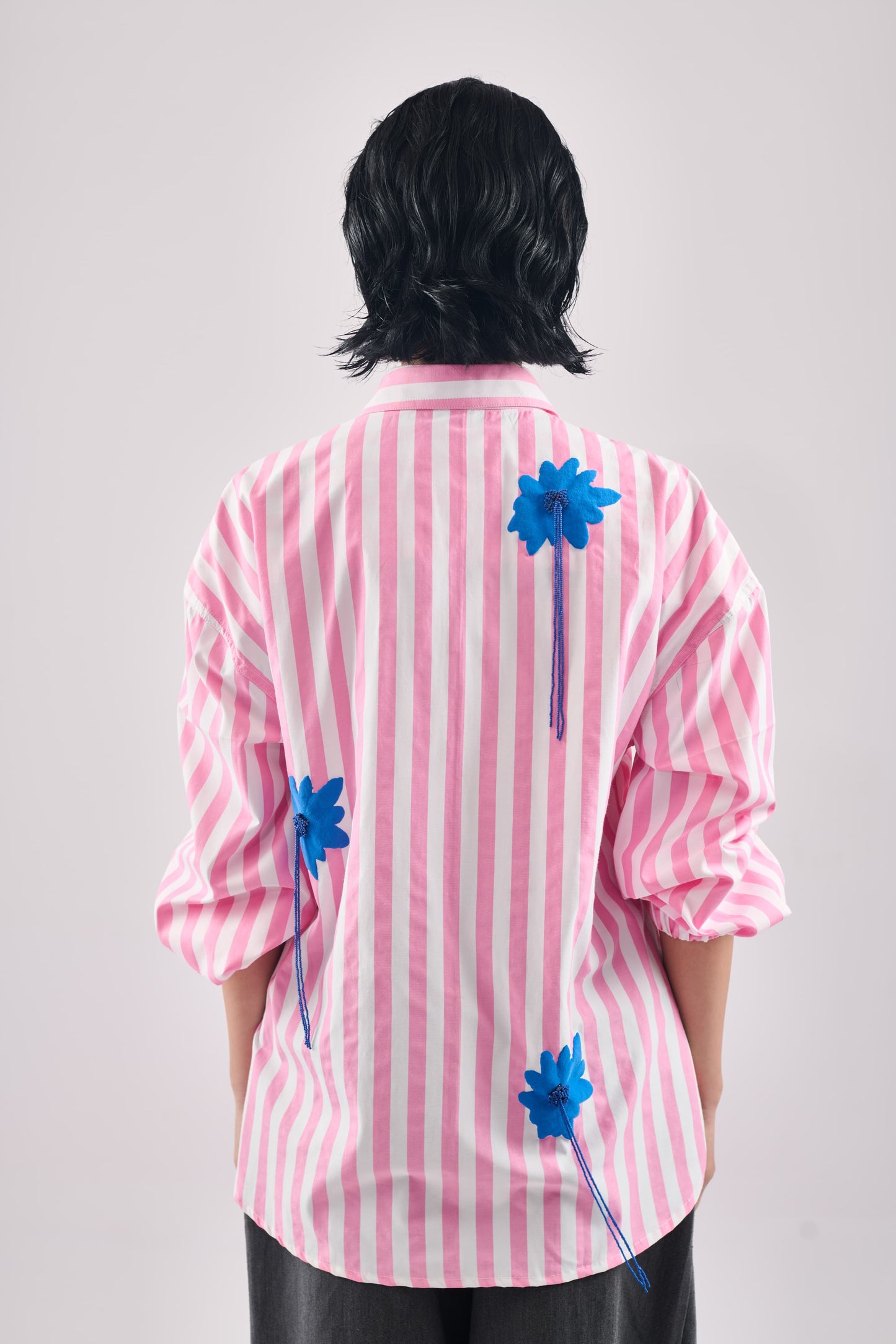 PINK STRIPE WITH BLUE BLOOM