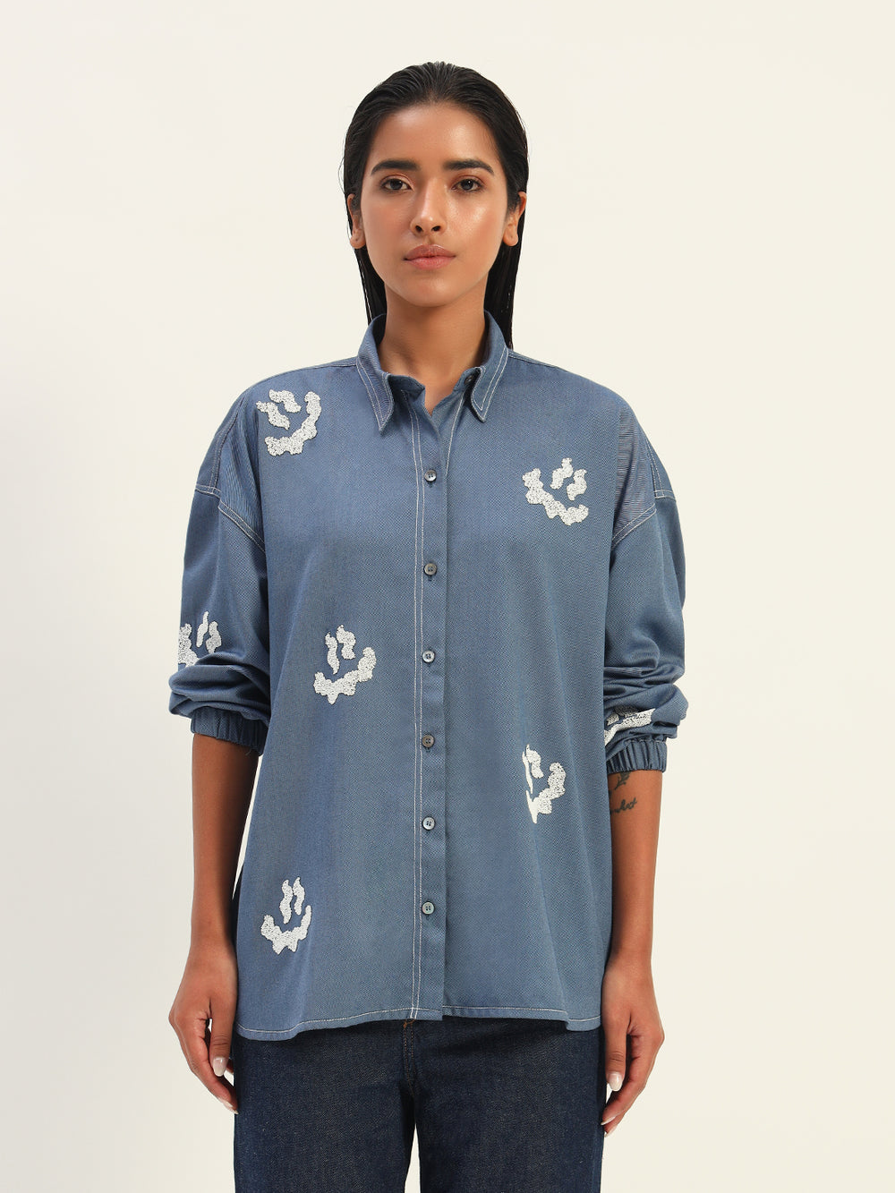 Denim crinkle smiley