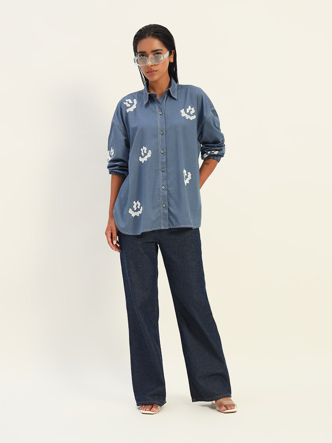 Denim crinkle smiley