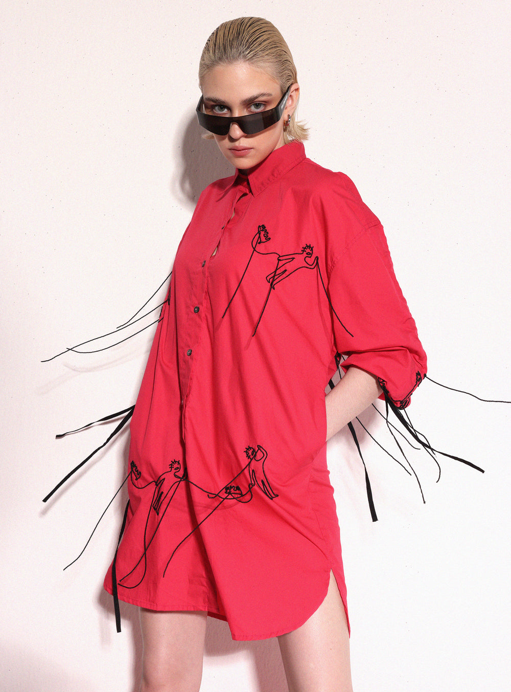 Red Alien Dog Shirt Dress