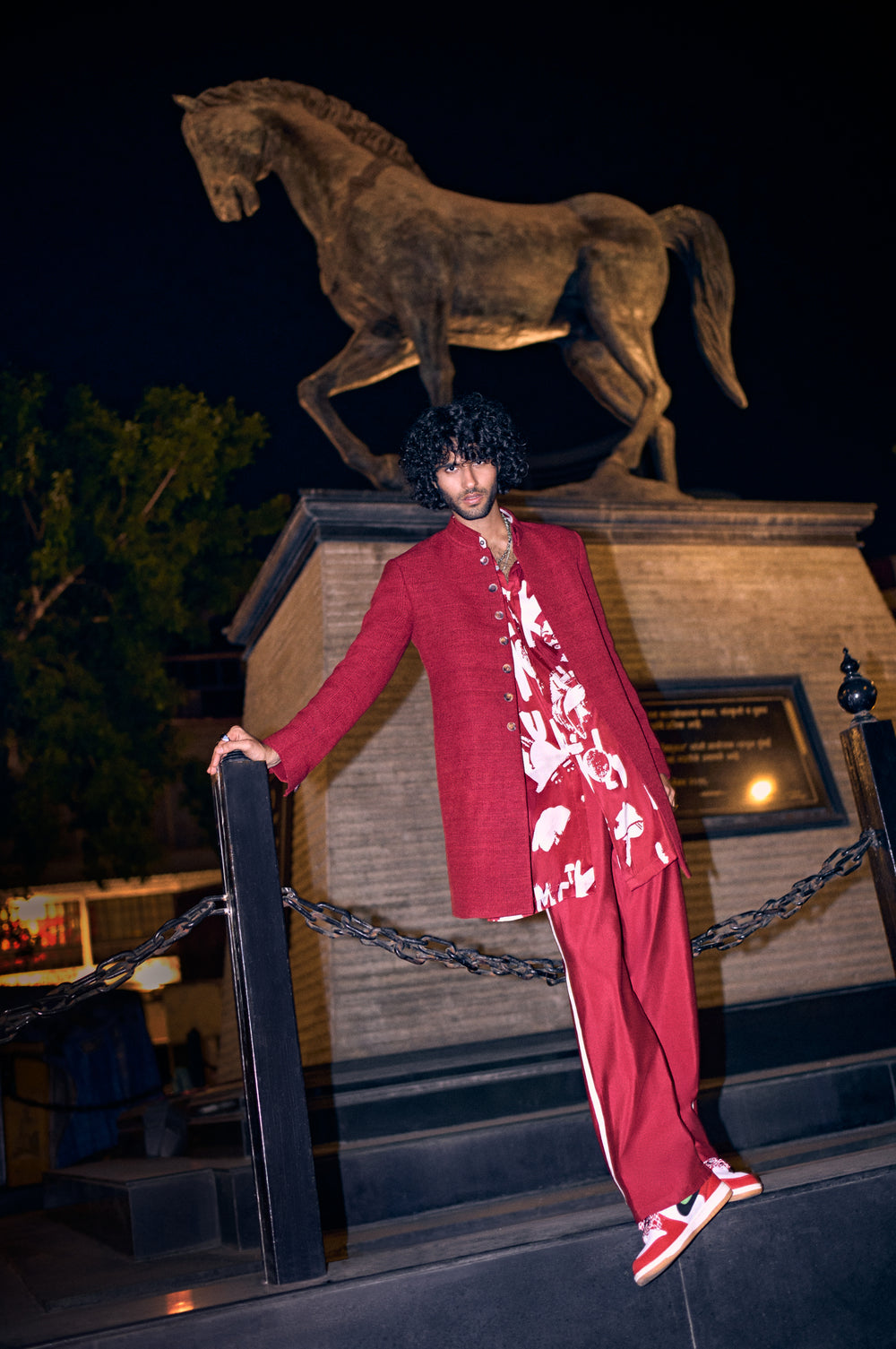 Red Holygrail Achkan Set