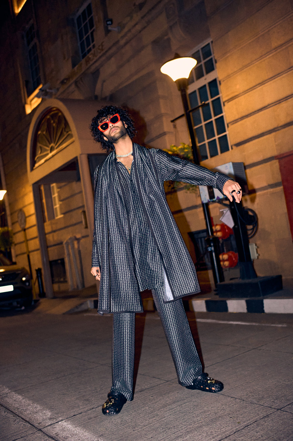 Black Brick Printed Kurta Set