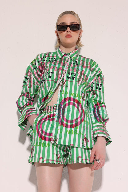 Green Striped Say No To Work