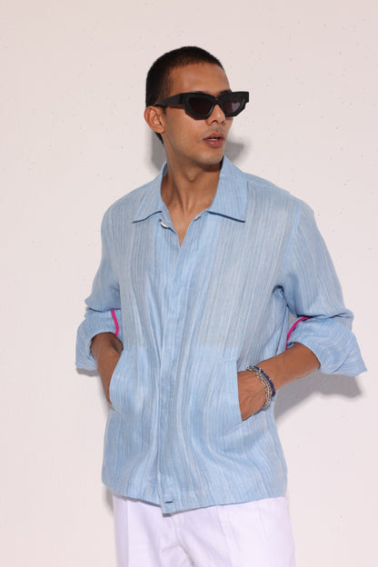 Blue Textured Shacket