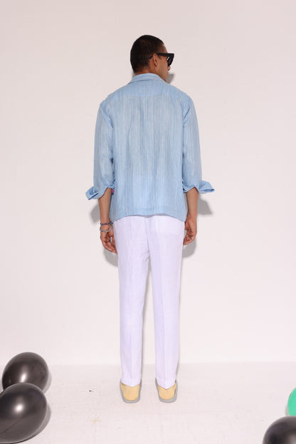 Blue Textured Shacket