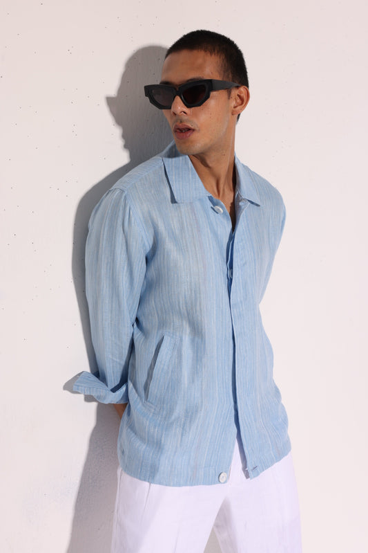 Blue Textured Shacket