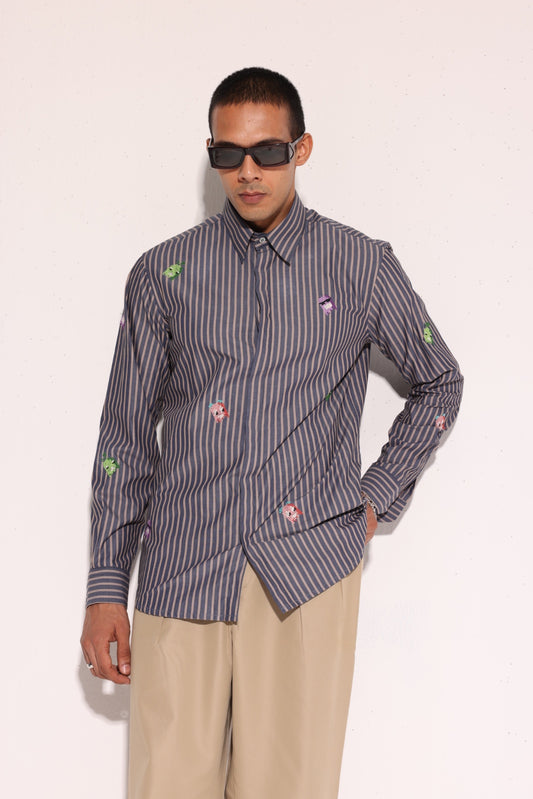 Gray Stripe Fighter Shirt