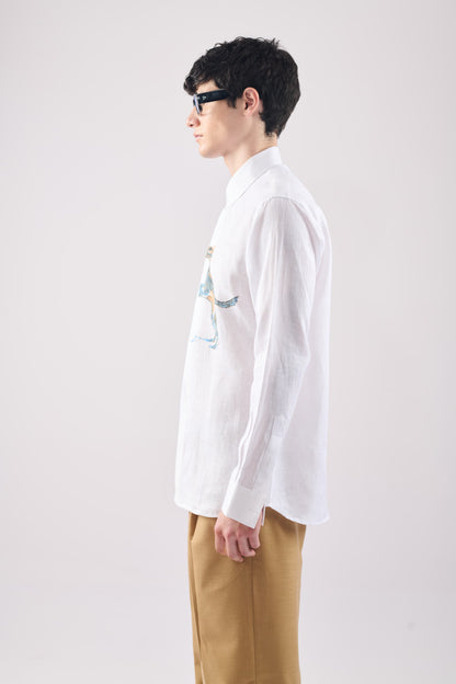 WHITE LINEN DOUBLE PERRET