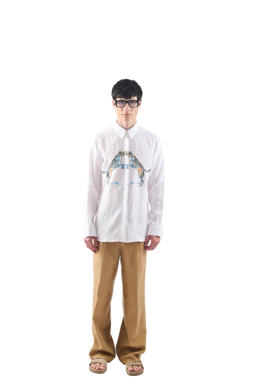 WHITE LINEN DOUBLE PERRET
