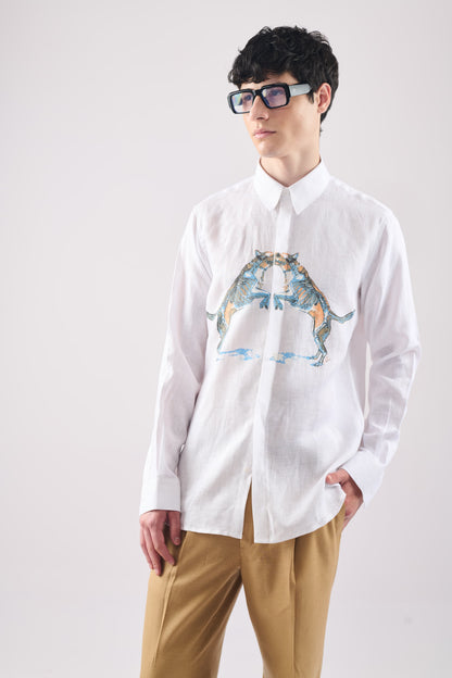 WHITE LINEN DOUBLE PERRET
