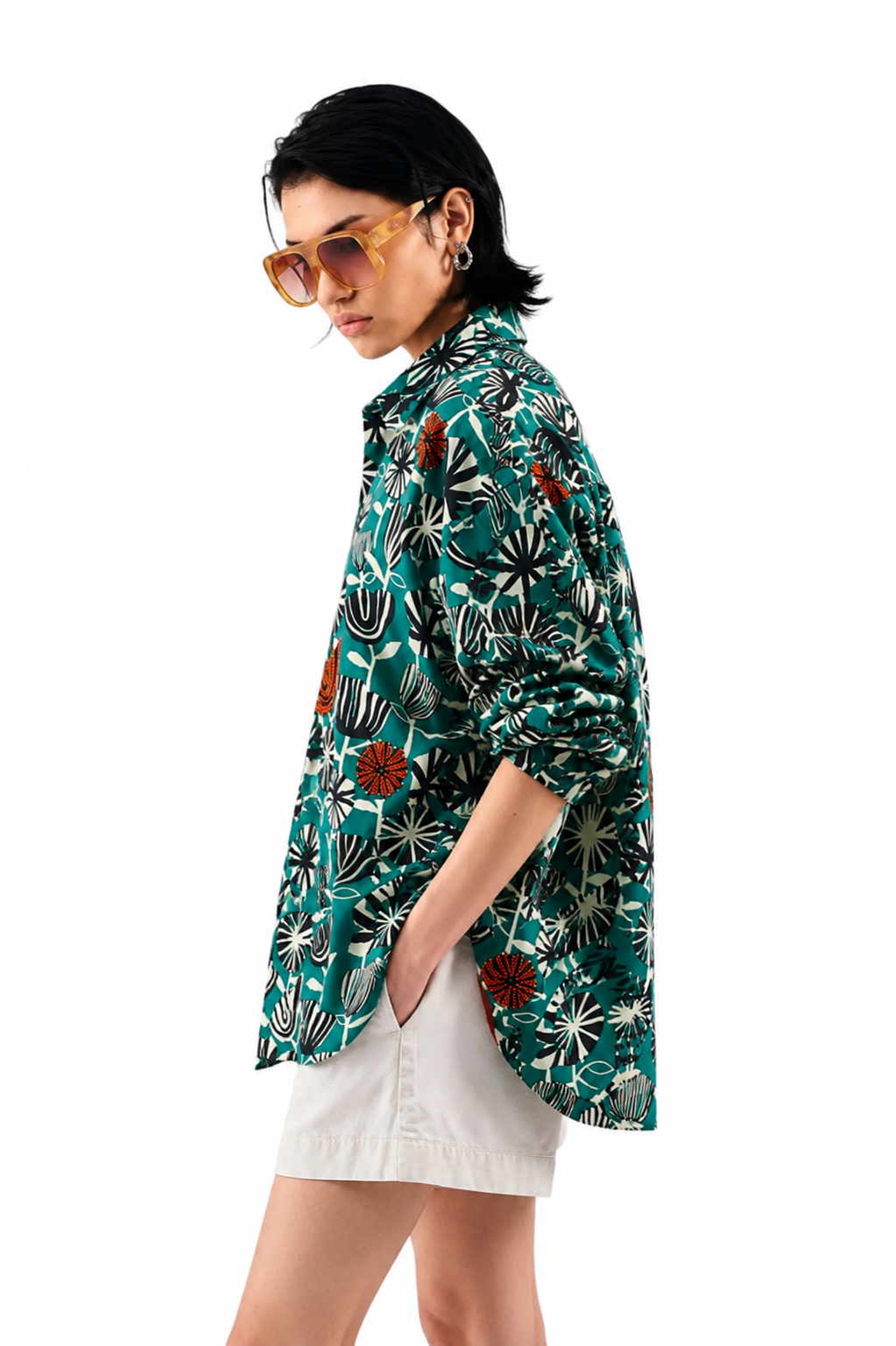 GREEN FLORAL BEADING