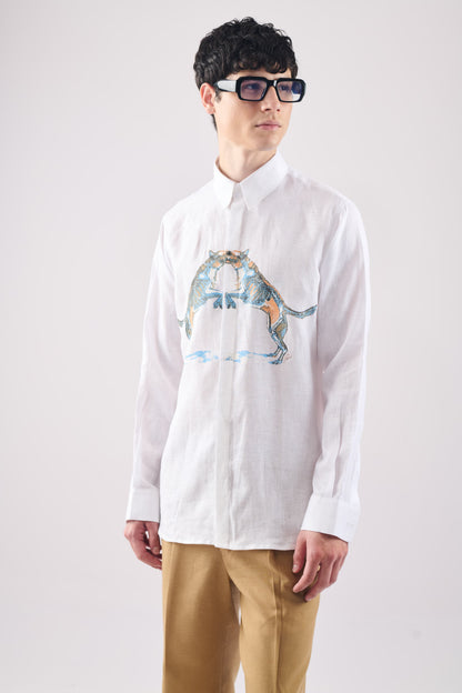 WHITE LINEN DOUBLE PERRET