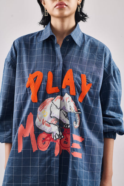 Blue Check Orange Play More